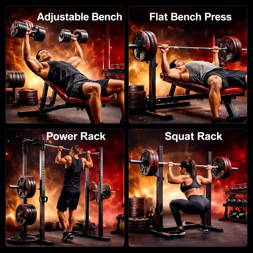 ม้านั่งพร้อมแร็ค แบบรวมในเครื่องเดียว | Benches & Racks สำหรับฟิตเนสและ ...