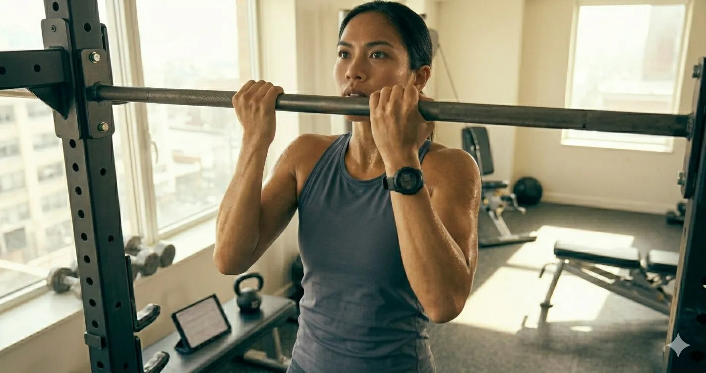 Close Grip Pull-Up — แสดงการจับบาร์แคบกว่าหัวไหล่ แล้วดึงตัวขึ้น