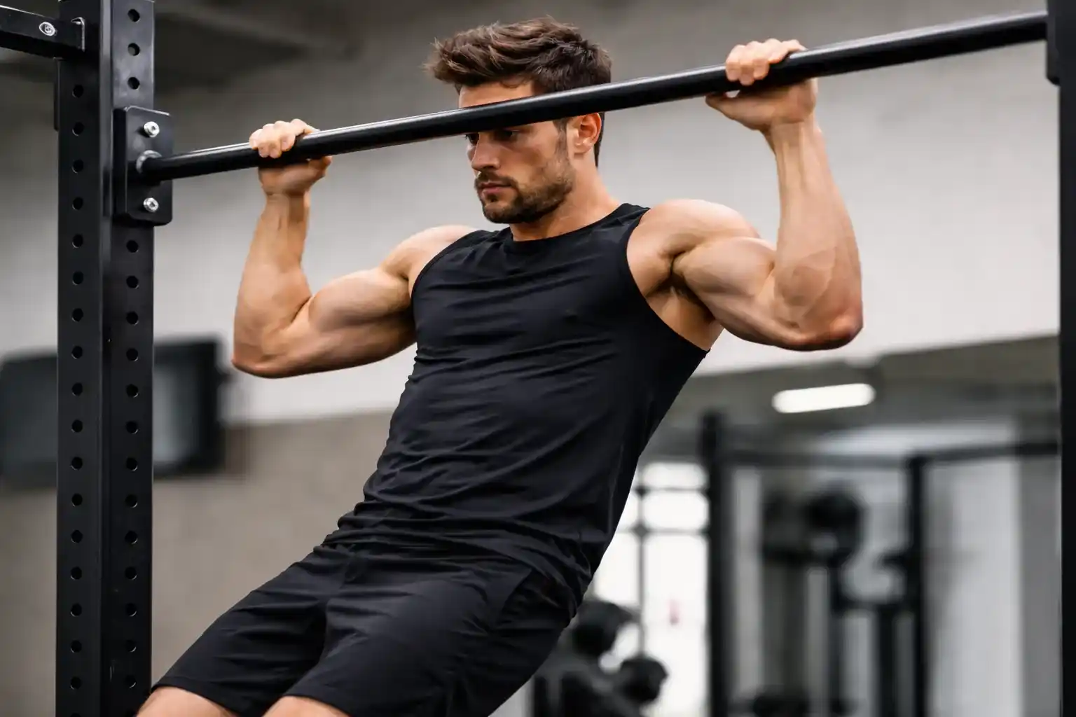 Negative Pull-Up — แสดงการค่อยๆ ลดตัวลงจากตำแหน่งคางเหนือบาร์