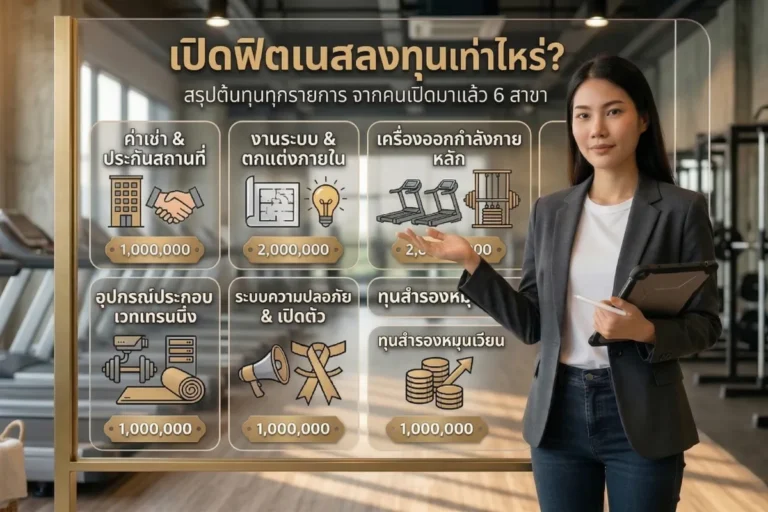 เปิดฟิตเนสลงทุนเท่าไหร่? เจาะลึกทุกต้นทุนจริงจากเจ้าของ Real Gym 6 สาขา (แจกงบละเอียด + วิธีลดต้นทุน)