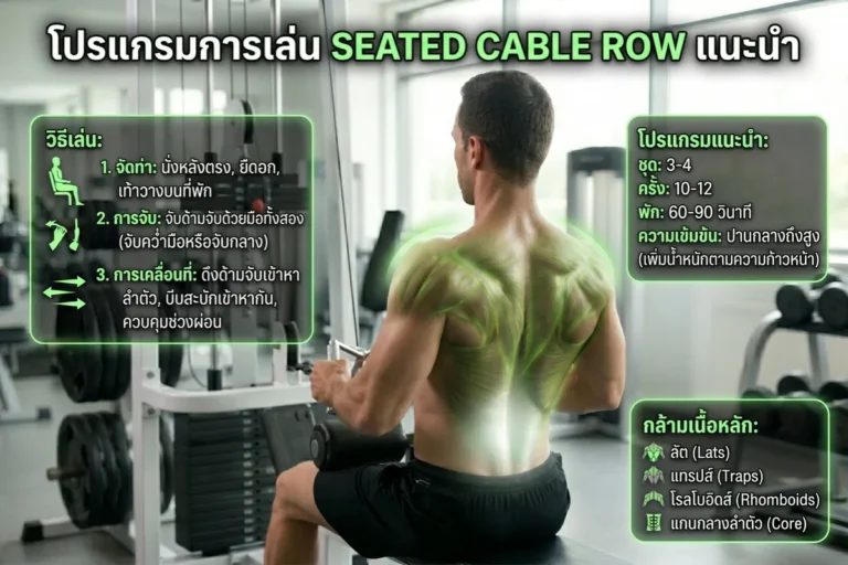 โปรแกรมการเล่น Seated Cable Row แนะนำ