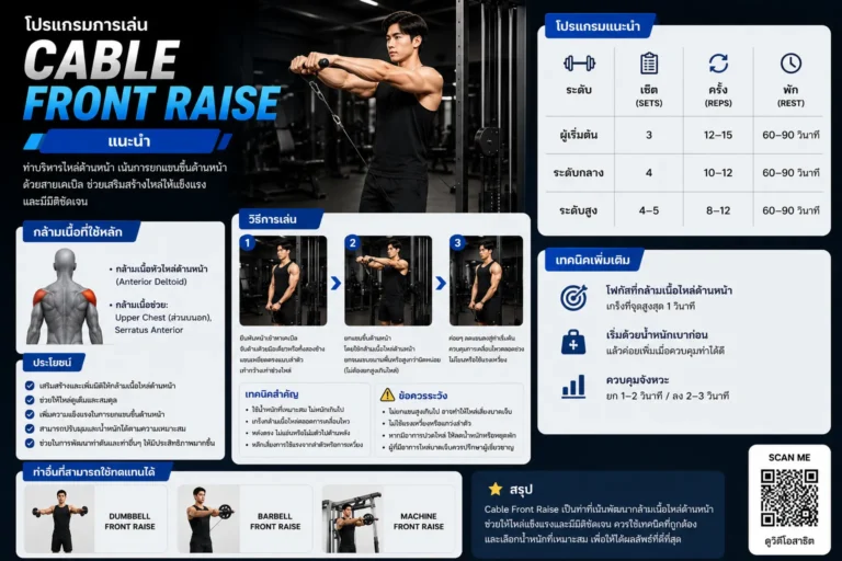 โปรแกรมการเล่น Cable Front Raise แนะนำ