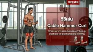 วิธีเล่น Cable Hammer Curl สร้างความหนาของแขนทั้งหมดด้วยท่าที่กระตุ้น Brachialis และ Brachioradialis ได้โดยตรง