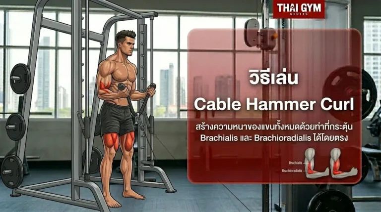 วิธีเล่น Cable Hammer Curl สร้างความหนาของแขนทั้งหมดด้วยท่าที่กระตุ้น Brachialis และ Brachioradialis ได้โดยตรง