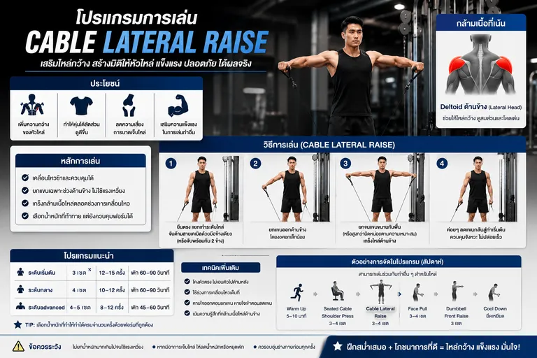 โปรแกรมการเล่น Cable Lateral Raise แนะนำ