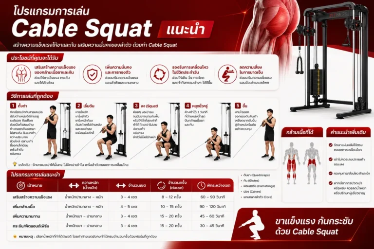 โปรแกรมการเล่น Cable Squat แนะนำ
