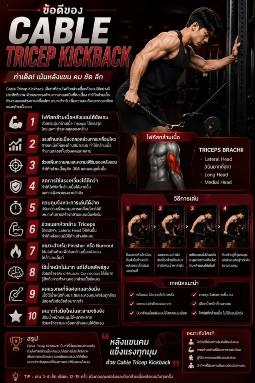 ข้อดีของ Cable Tricep Kickback