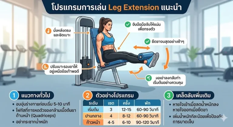 โปรแกรมการเล่น Leg Extension แนะนำ