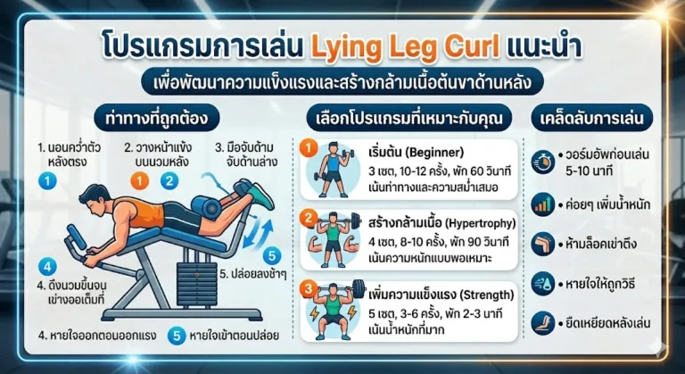 โปรแกรมการเล่น Lying Leg Curl แนะนำ