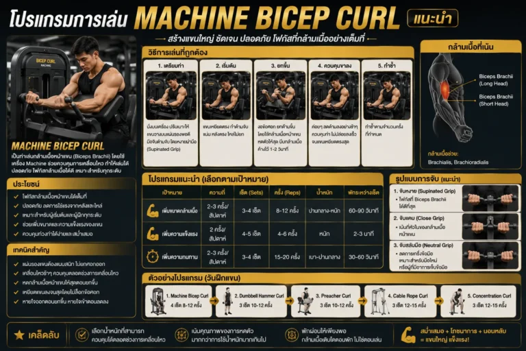 โปรแกรมการเล่น Machine Bicep Curl แนะนำ