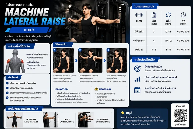 โปรแกรมการเล่น Machine Lateral Raise แนะนำ