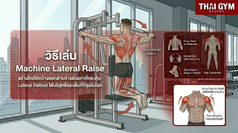วิธีเล่น Machine Lateral Raise สร้างไหล่ให้กว้างออกด้านข้างด้วยท่าที่กระตุ้น Lateral Deltoid ได้บริสุทธิ์และเต็มที่ที่สุดในโลก