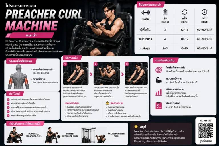 โปรแกรมการเล่น Preacher Curl Machine แนะนำ