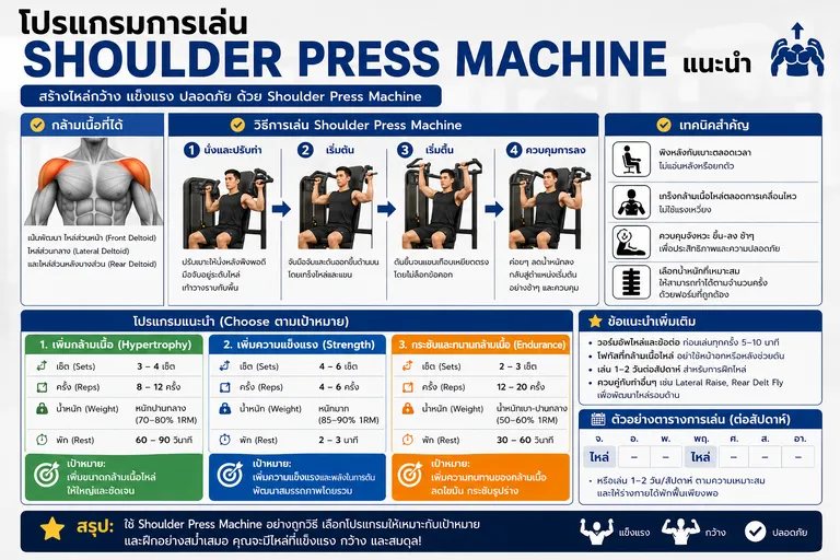 โปรแกรมการเล่น Shoulder Press Machine แนะนำ
