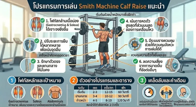 โปรแกรมการเล่น Smith Machine Calf Raise แนะนำ