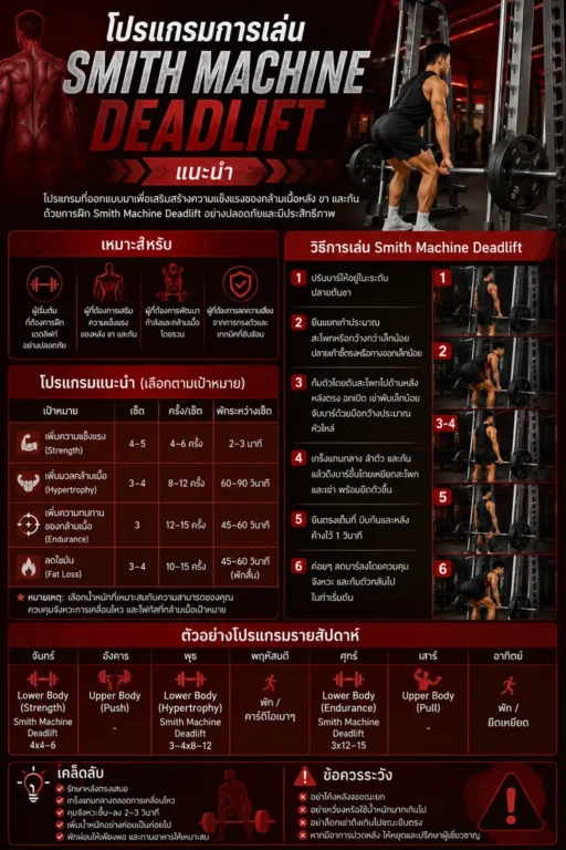 โปรแกรมการเล่น Smith Machine Deadlift แนะนำ