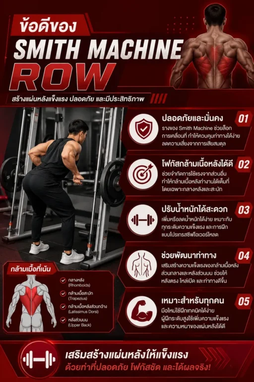 ข้อดีของ Smith Machine Row