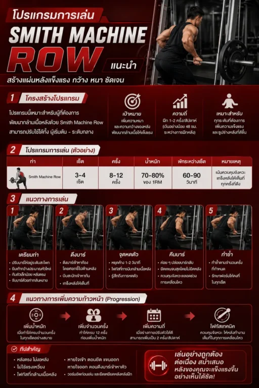 โปรแกรมการเล่น Smith Machine Row แนะนำ
