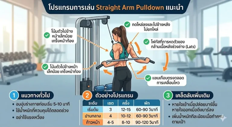โปรแกรมการเล่น Straight Arm Pulldown แนะนำ